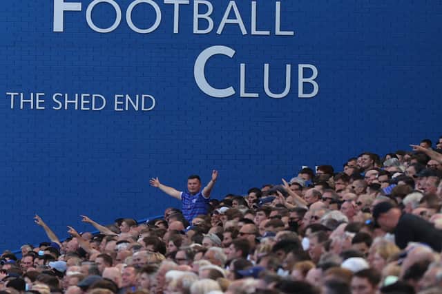 A view of Chelsea fans during the Premier League match(Photo by Eddie Keogh/Getty Images)