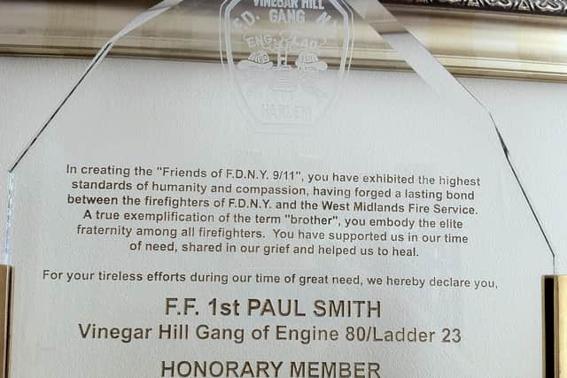 Paul was presented with a plaque from the FDNY as a thank you