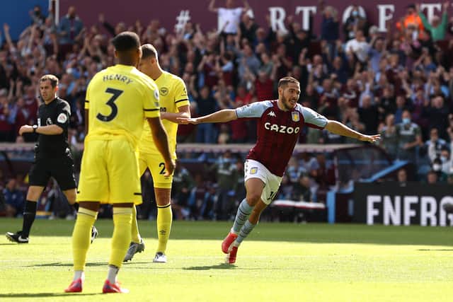 Emiliano Buendia celebrates scoring for Aston Villa against Brighton. Picture: Ryan Pierse/Getty Images