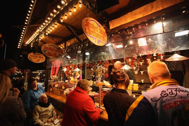 Birmingham’s Frankfurt Christmas Market is Britain’s biggest festive market with over 200 stalls (Photo by Christopher Furlong/Getty Images)