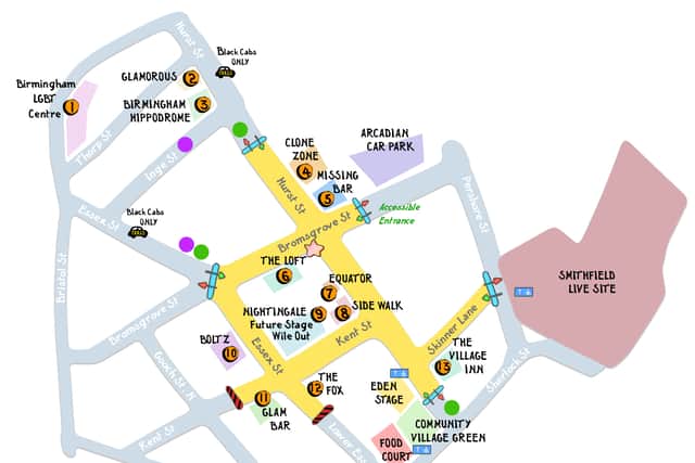 A map produced by Birmingham Pride organisers outlines some of the road closures for the festival this weekend 