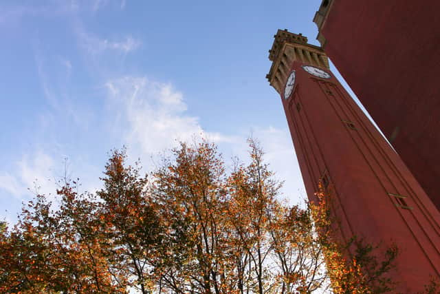 University of Birmingham, England - October 20, 2018: The Joseph Chamberlain Memorial Clock Tower in the University of Birmingham.