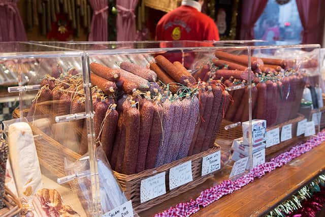 Pretzels, schnitzels, bratwursts, and roasted almonds will tempt your tastebuds again this winter (Frankfurt Christmas Market Ltd)