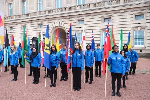Flag bearers during the launch of The Queen’s Baton Relay for Birmingham 2022 (Photo by Chris Jackson/Getty Images for Commonwealth Games Federation / Birmingham 2022 )
