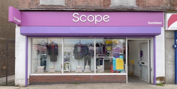 Scope Charity shop on the Bristol Road in Northfield 