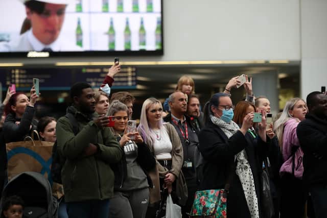 Shoppers and rail travellers delighted to see Dirty Dancing Flash Mob at Birmingham New Street (picture credit Adam Fradgley/ Exposure)