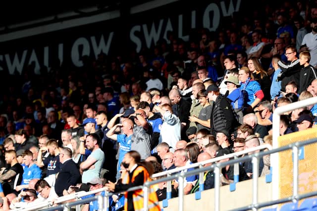 Birmingham City fans look on during the Sky Bet Championship match between Birmingham City and Preston North End at St Andrew's Trillion Trophy Stadium on September 25, 2021 in Birmingham, England. (Photo by Morgan Harlow/Getty Images)