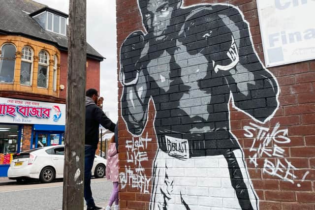 Downlow community arts trail in Lozells: civil rights activist and boxer Muhammad Ali