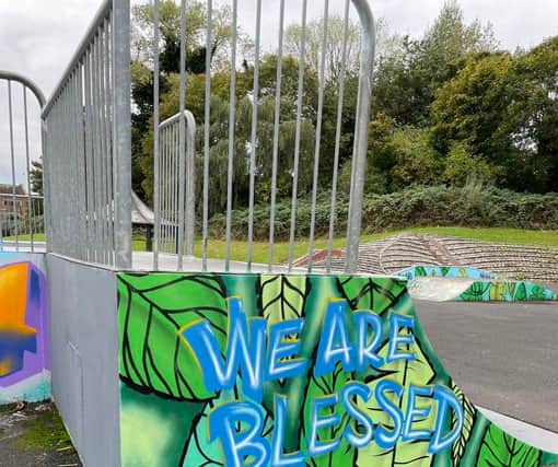 'We Are Blessed' artwork in Georges Park as part of Gallery37 project Downlow