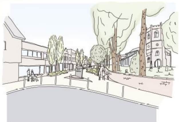 A sketch of proposed pedestrianisation of Erdington High Street between Barnabas Road and Church Road (Credit: Birmingham City Council)