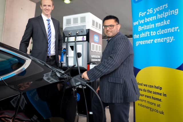 Councillor Zaffar launches the installation of electric charge-points across Birmingham with ESB Energy Electromobility Specialist, Brian Carroll