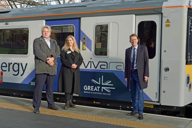 Vivarail’s next generation battery train at COP26 in Glasgow with West Midlands Mayor Andy Street 