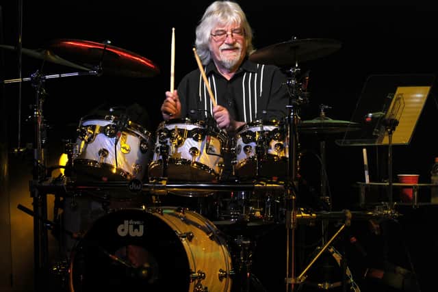 Tributes have flooded in for musician Graeme Edge of the Moody Blues - pictured here performing at the Nokia Theatre on November 1, 2013 in Los Angeles, California.  (Photo by Kevin Winter/Getty Images)