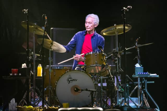 The Rolling Stones drummer Charlie Watts performs on stage during their “No Filter” tour at NRG Stadium on July 27, 2019 in Houston, Photo credit should read SUZANNE CORDEIRO/AFP via Getty Images)