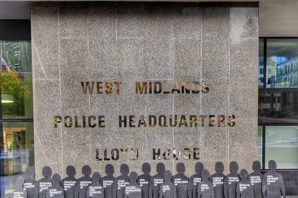 21 silhouettes brought on a tour around Birmingham on the 47th anniversary of the Pub Bombings
