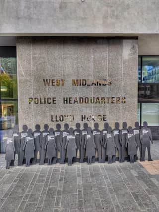 21 silhouettes brought on a tour around Birmingham on the 47th anniversary of the Pub Bombings