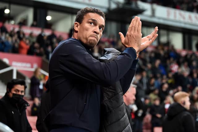 Valerien Ismael, Manager of West Bromwich Albion reacts during the Sky Bet Championship match between Stoke City and West Bromwich Albion