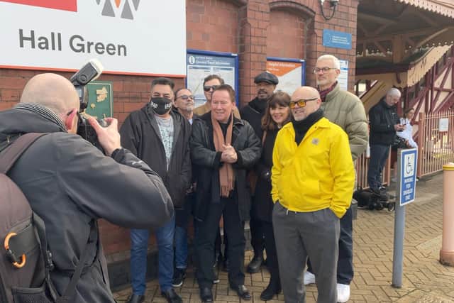 UB40 have their photo taken at the launch of Musical Routes at Hall Green Station, Birmingham