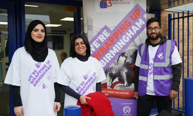 MP Shabana Mahmood donates a coat to the Human Appeal Wrap Up Birmingham appeal