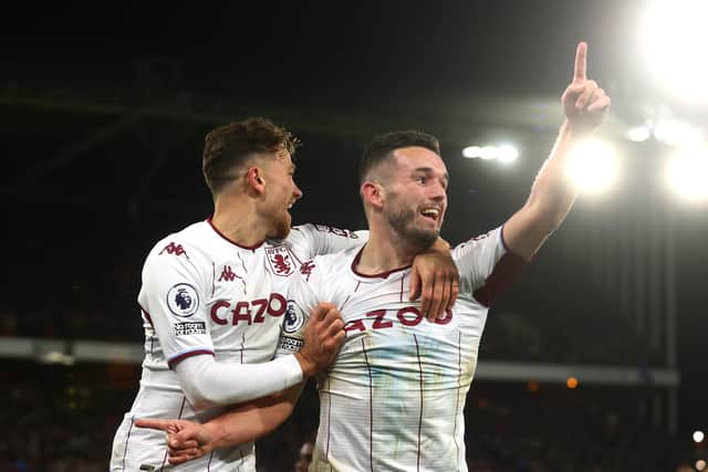 John McGinn of Aston Villa celebrates after scoring their side’s second goal during the Premier League match between Crystal Palace and Aston Villa