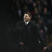 Steven Gerrard, Manager of Aston Villa reacts after their sides victory in the Premier League match between Aston Villa and Brighton & Hove Albion 