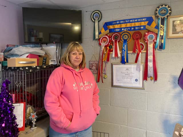 <p> Karen Hall-Yates set up Posh Paws Canine Styling in her garage in Great Barr</p>