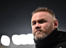 Wayne Rooney, Manager of Derby County is interviewed after the Sky Bet Championship match between Derby County and West Bromwich Albion