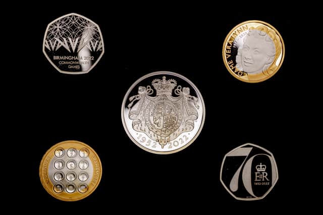 The five coins, part of the release of five new Royal Mint coin designs for 2022 (PA Ben Birchall)