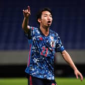 Hayao Kawabe of Japan is seen during the FIFA World Cup Asian Qualifier second round Group F match between Japan and Kyrgyz at Panasonic Stadium Suita