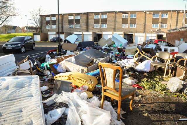 Piles of flytipped rubbish dumped on Ford Street, Birmingham