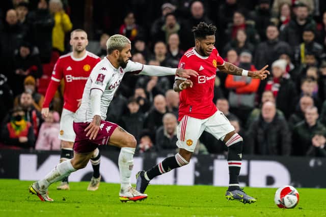 Fred of Manchester United in action during the Emirates FA Cup Third Round match between Manchester United and Aston Villa at Old Trafford 