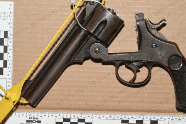 This gun was hidden behind the toilet of an Erdington flat during a dawn raid