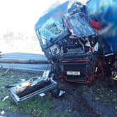  The crash involved two vehicles with a lorry crashing through to the other side of the motorway