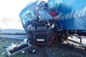  The crash involved two vehicles with a lorry crashing through to the other side of the motorway