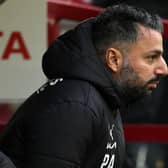 Poya Asbaghi, Manager of Barnsley looks on during the Emirates FA Cup Third Round match between Barnsley and Barrow AFC at Oakwell Stadium
