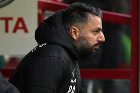 Poya Asbaghi, Manager of Barnsley looks on during the Emirates FA Cup Third Round match between Barnsley and Barrow AFC at Oakwell Stadium