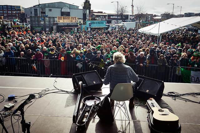 Irish singer Finbar Furey plays at the St Pat Rock’s stage at the St Patrick’s Festival, Birmingham