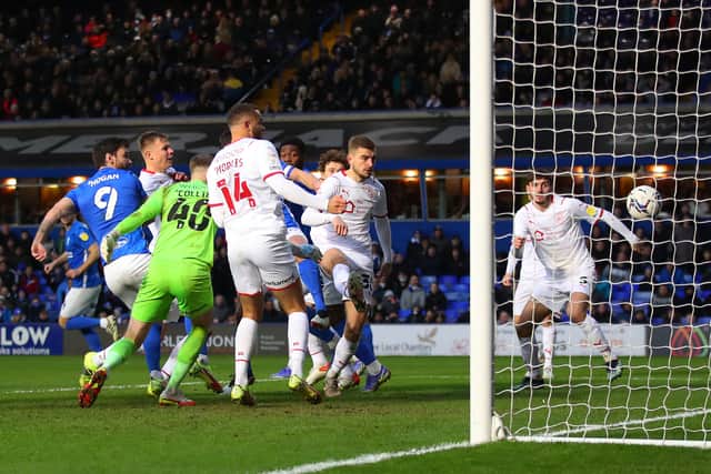 Scott Hogan of Birmingham City scores his sides second goal during the Sky Bet Championship match between Birmingham City and Barnsley at St Andrew'