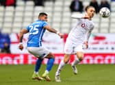 Onel Hernandez of Birmingham City in action with Jordan Williams of Barnsley during the Sky Bet Championship match between Birmingham City and Barnsley at St Andrew's Trillion Trophy Stadium 