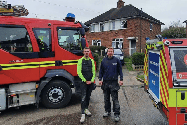 Matt Nicholson and his employee, Bradley Timmins, came to the rescue of 70-year-old Jenny Salter