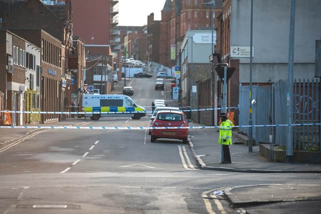 Police seal off streets around Moseley Street in Digbeth following a murder