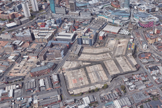 Smithfield Birmingham aerial view of the site in February 2022