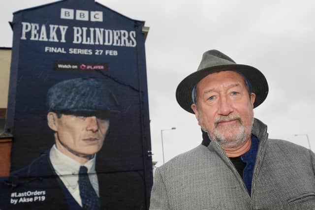 Peaky Blinders creator Steven Knight at the unveiling of a mural by artist Akse