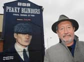 Peaky Blinders creator Steven Knight at the unveiling of a mural by artist Akse