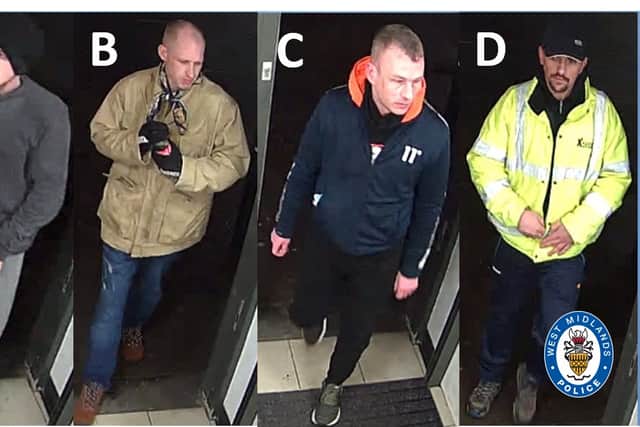 Police want to speak to these men about the theft of £120 worth of wine and an attack on a shop worker