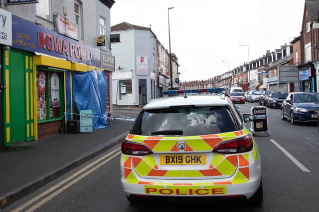 Police cordon at the scene in Waterloo Road, Smethwick, after Derlarno Samuels died