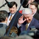 Russian President Boris Yeltsin arrives at Birmingham International Airport for G8 Summit in 1998
