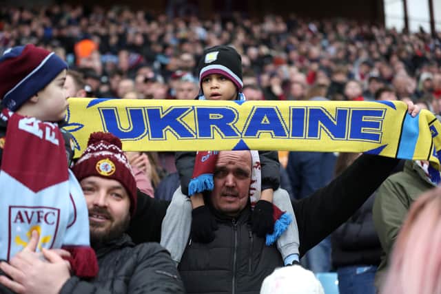 Aston Villa fans show solidarity with Ukraine 