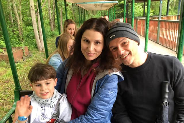 Caroline, her son and her boyfriend Ed  
