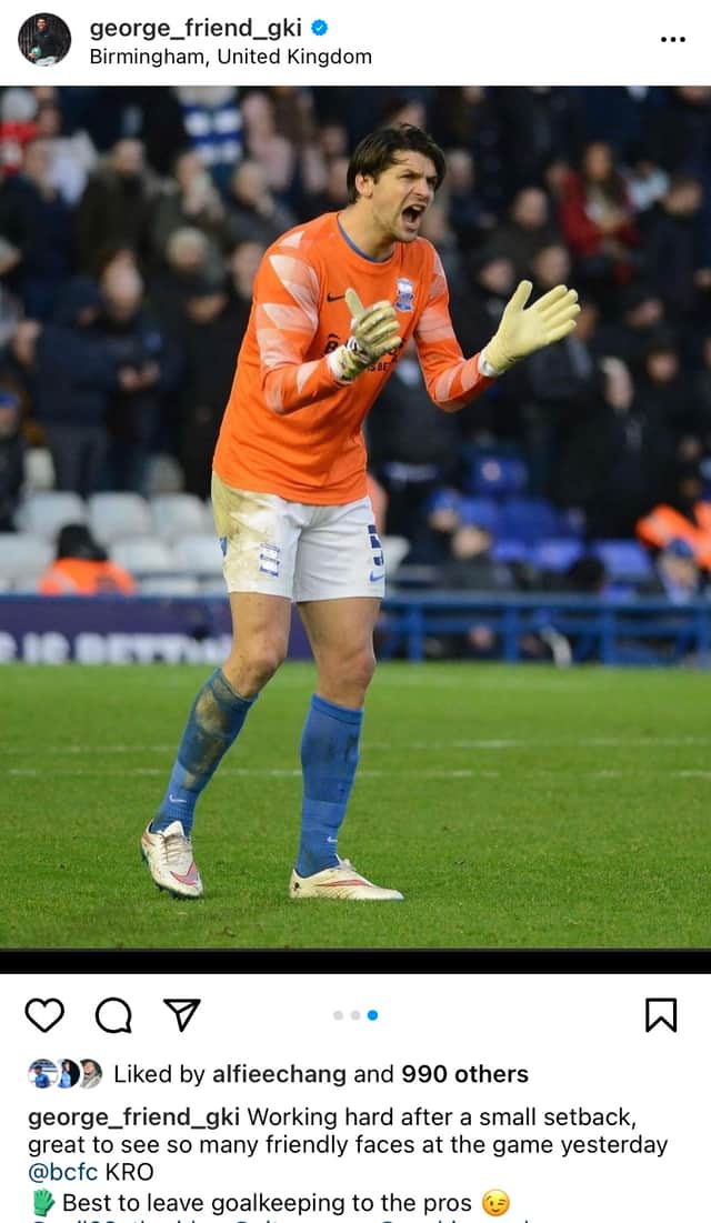 George Friend donned the goalkeeping gloves against QPR, but doesn’t plan on any more stints between the sticks.